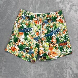 Island Haze Shorts Men XL Multi Hawaiian Lined Board Surf Surfing Drawstring Y2K